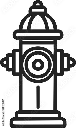 Fire hydrant sketch hand drawn black outline simple isolated icon. Vector illustration