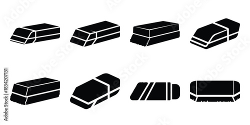 blackboard eraser silhouette icon set