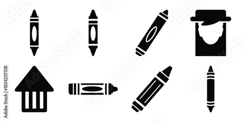crayon silhouette simple icon set