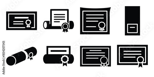 diploma silhouette simple icon set
