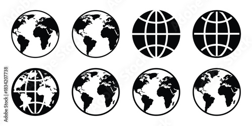 globe silhouette simple icon set