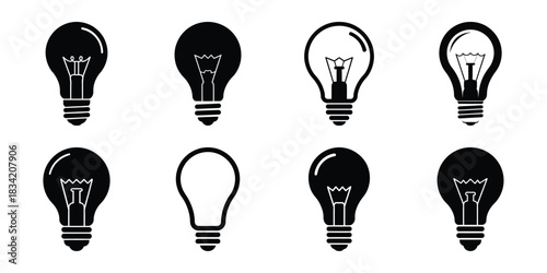 light bulb silhouette icon set