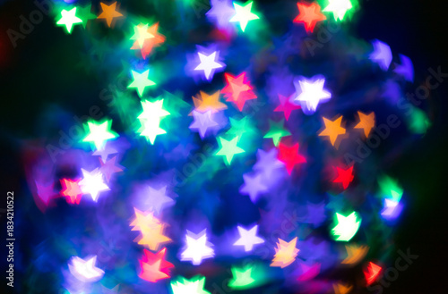 Colorful Star-Shaped Bokeh Lighting, Joyful Celebrations and Festive Atmosphere