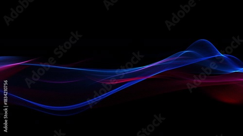 Abstract pink blue color waves on a black background. Technology intros, sci-fi visuals, motion graphics overlays. Looping 4K resolution Alpha Channel ProRes444