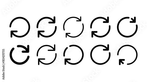 Collection of circular arrow icons representing refresh reload and repeat actions