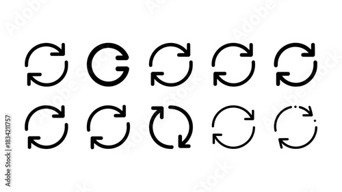 Collection of circular arrow icons representing refresh reload and repeat actions