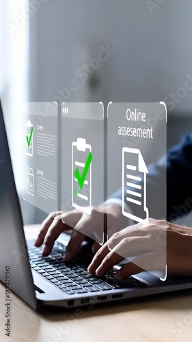 Online assessment and survey for digital evaluation and data collection on remote platform