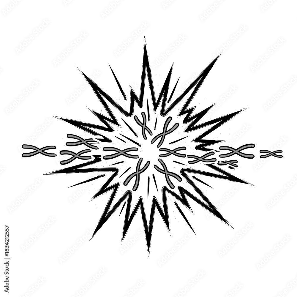 Fototapeta premium Abstract representation of cellular mitosis resembling an explosion 