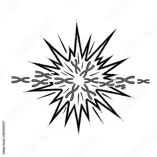 Abstract representation of cellular mitosis resembling an explosion  