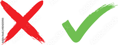 Checkmark and Cross Mark Icons: Simple icons illustrating choices and decisions, with a green check mark representing agreement and a red cross signifying disagreement. 