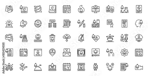 Set of Reminder and To Do vector. Sticky Note, Event, Appointment, Emergency, Computer, Meeting, Notification, Update, ChecklistDrug, Payment, Vaccine, Hand, Drug, Calendar, Complete icon.