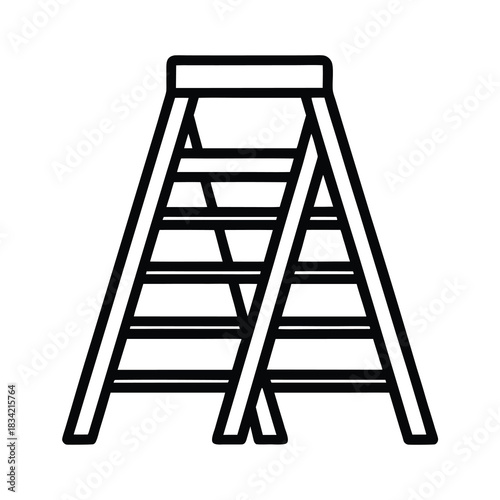 Metal folding stepladder isolated on white for construction, work, and business success illustration