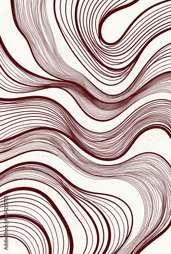 Brown line art pattern with wavy shapes on a white background. Suitable for backgrounds, graphic design, textiles, and packaging.