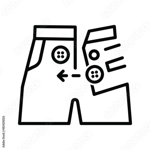 Broken Button Fly on Ripped Pants Line Icon
