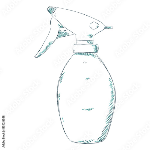 Water spray bottle hand drawn