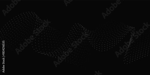 Top Background digital wave of particles. Futuristic point wave. Technology background vector. art