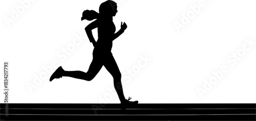 Silhouette of a woman wearing a hijab running