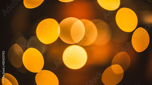 Warm Bokeh Lights Abstract Background of Glowing Spheres for Festive Designs and Decorations