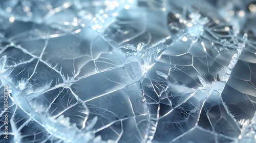 Macro texture of nature's frost pattern on a leaf with dark blue light and black background