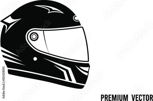 Sleek black and white motorcycle helmet design for safety and racing graphics