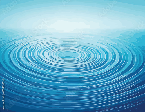 Close-up of concentric ripples on a calm body of water with a blue gradient and soft lighting.