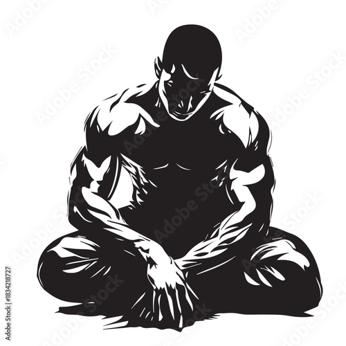 silhouette of a man sitting on the floor