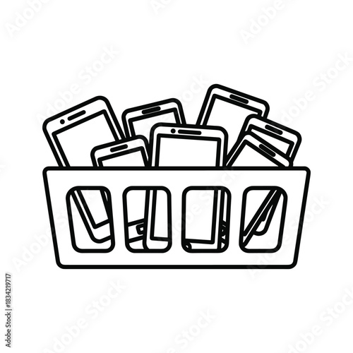 Shopping Basket Full of Mobile Devices Icon