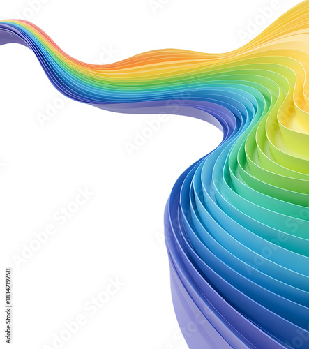 Quadro su tela Rainbow colored paper waves ideal for backgrounds, crafts, designs, celebrations, and festive projects adding vibrancy and joyous touch