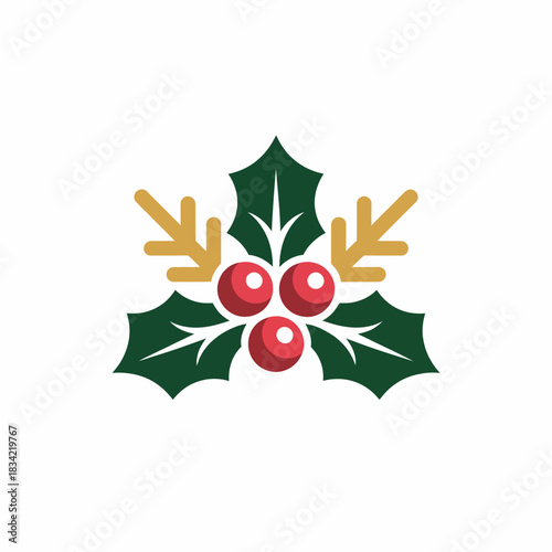 A simple and elegant design featuring holly leaves and berries