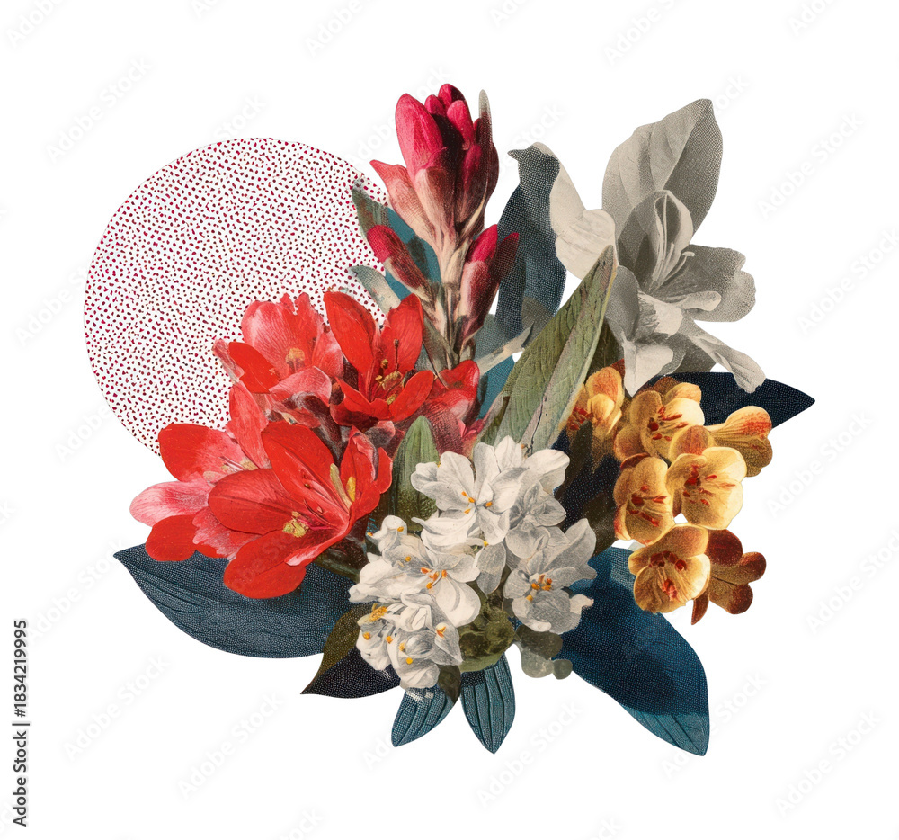 Fototapeta premium PNG Vibrant floral collage art