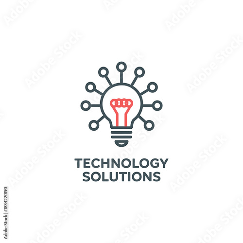 Innovative technology solutions light bulb icon with circuit connections