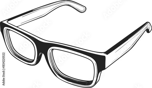 Eyeglasses sketch hand drawn thick frame classic style. Vector illustration