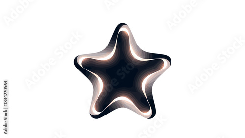 Shining Star Radiant Icon with Metallic Glow and Fluidic Shape, Modern Design Element