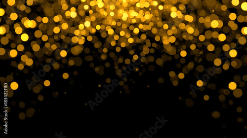 Golden Glow A Festive Bokeh Cascade on a Black Background