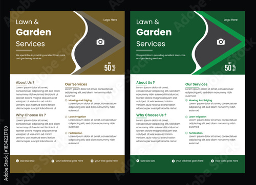 This editable social media flyer template enhances your garden services' online presence. It is perfect for promoting landscaping  lawn care Service flyer design template. landscaping and gardening la