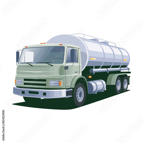 A water tanker truck, soft colors, transparent background.