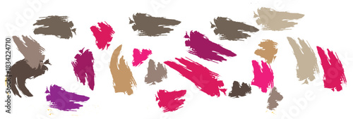 Assorted Paint Brush Strokes in Various Colors on White
