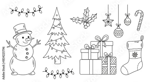 set of christmas elements vector illustration isolated on white background