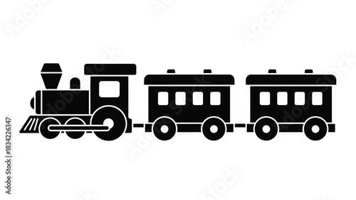 Black silhouette of a toy train with two carriages train, toy, locomotive, carriage