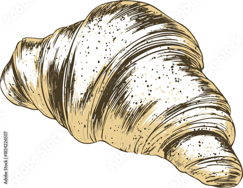 Croissant sketch hand drawn style detailed bakery pastry. Vector illustration