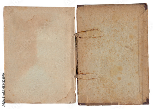 Vintage empty background of old book paper texture isolated