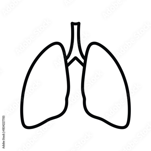 Human Lungs Outline Icon: Respiratory System, Health, and Anatomy