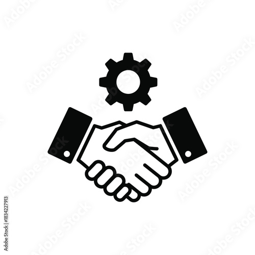 Technical Partnership Icon: Collaboration, Engineering, and Business Deal