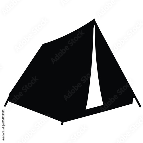 Camping Tent Silhouette for Outdoor Adventure Nature Tourism and Vacation Travel