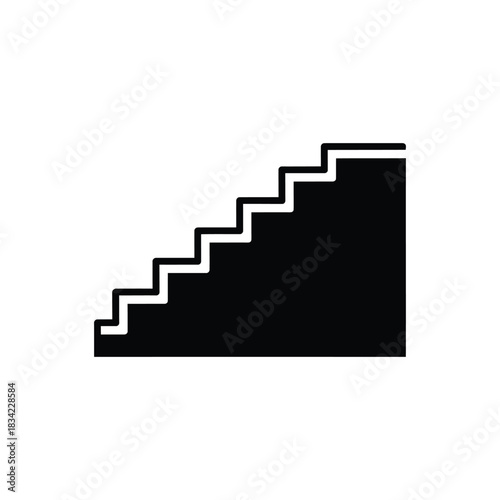 Black Silhouette of Stairs Icon on White Background