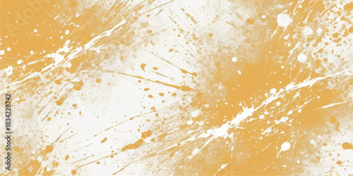Abstract macro food pattern with gold-yellow water drops and orange-white sugar texture