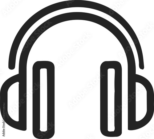 Headphones sketch hand drawn icon with bold outline. Vector illustration