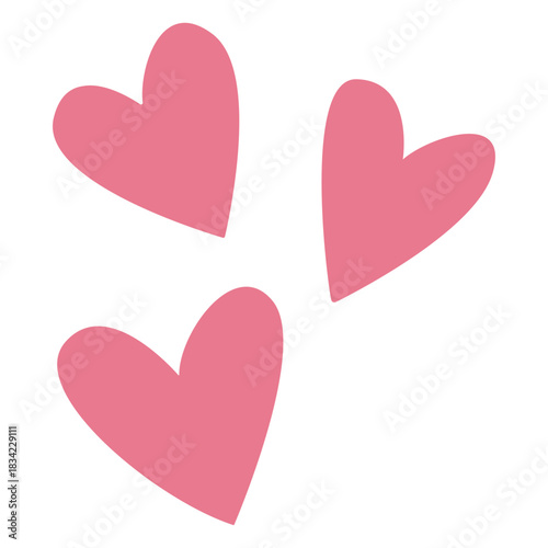 Valentine three hearts pink