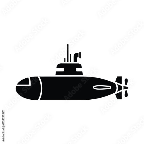Black submarine icon on white background submarine, underwater, vehicle, watercraft