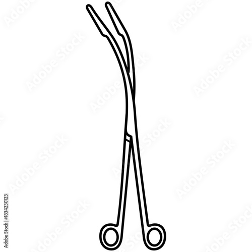 Surgical instrument. Polyp grasping forceps for tissue removal procedures. Sterile medical tool. Vector outline icon.